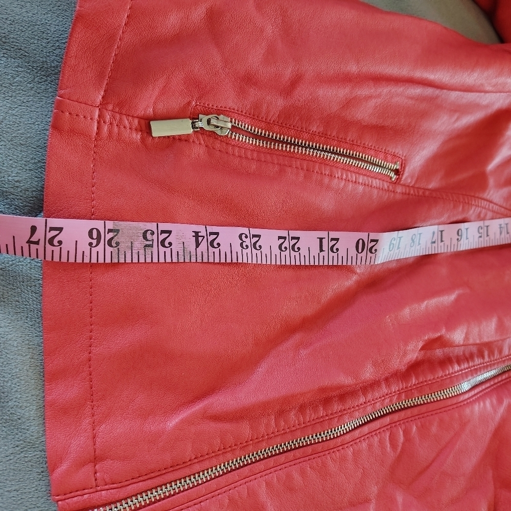 Alfani Woman Coral Moto Faux Leather Jacket 2X - Picture 10 of 12